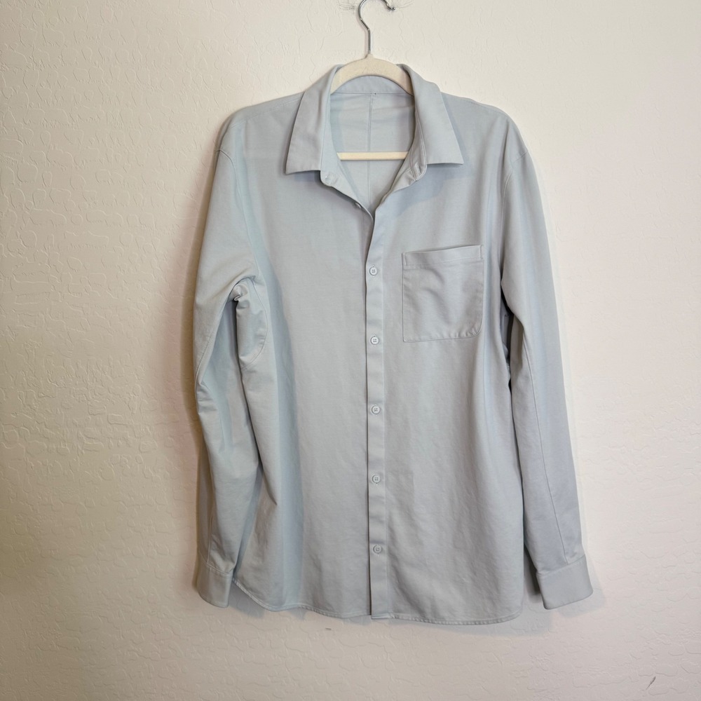 Lululemon Mens Airing Easy Long-Sleeve Shirt XL Light Blue Office Preppy Casual